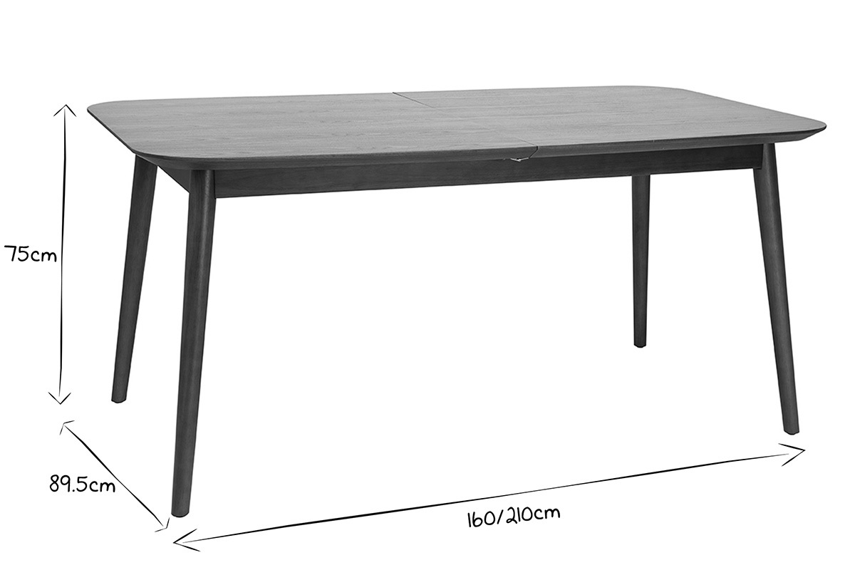 Table extensible rallonges intgres rectangulaire en bois fonc noyer L160-210 cm ANK