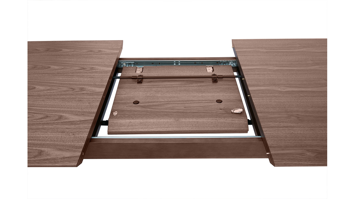 Table extensible rallonges intgres rectangulaire en bois fonc noyer L160-210 cm ANK