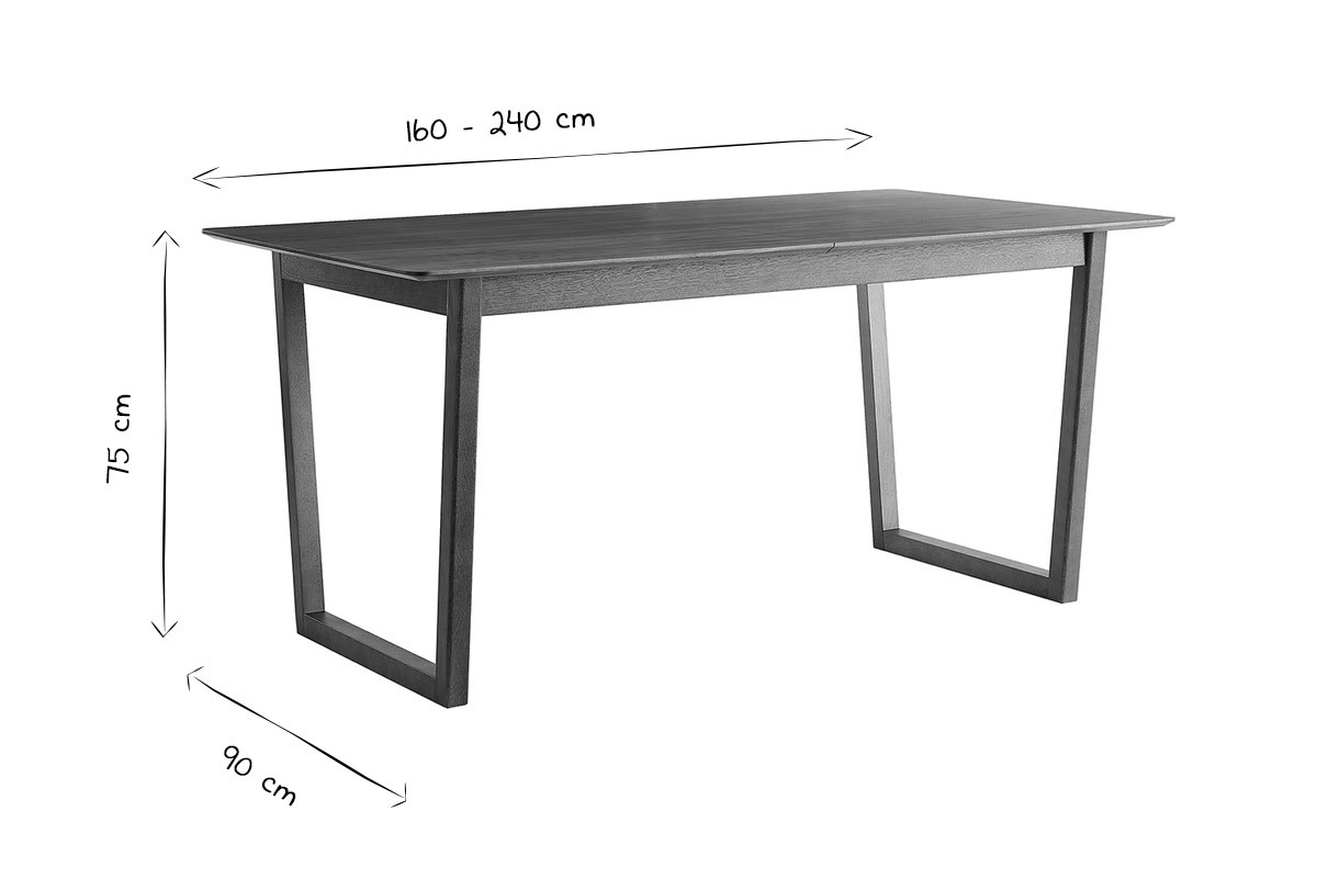 Table extensible rallonges intgres rectangulaire en bois fonc noyer L160-240 cm LAHO