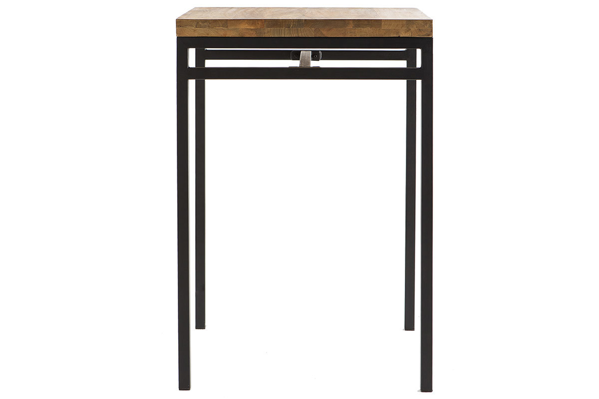 Table haute carre en manguier massif et mtal noir L70 cm YPSTER