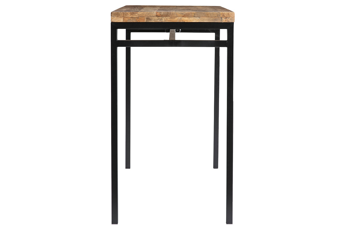 Table haute industrielle en bois manguier massif et mtal noir L115 cm YPSTER