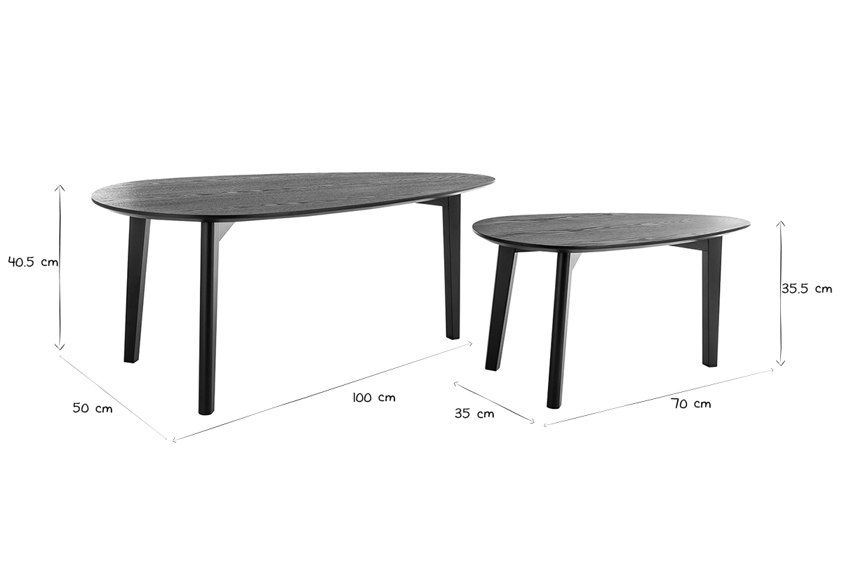 Tables basses gigognes bois noir (lot de 2) ARTIK