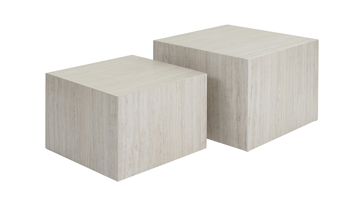 Tables basses gigognes design effet travertin (lot de 2) CALLA