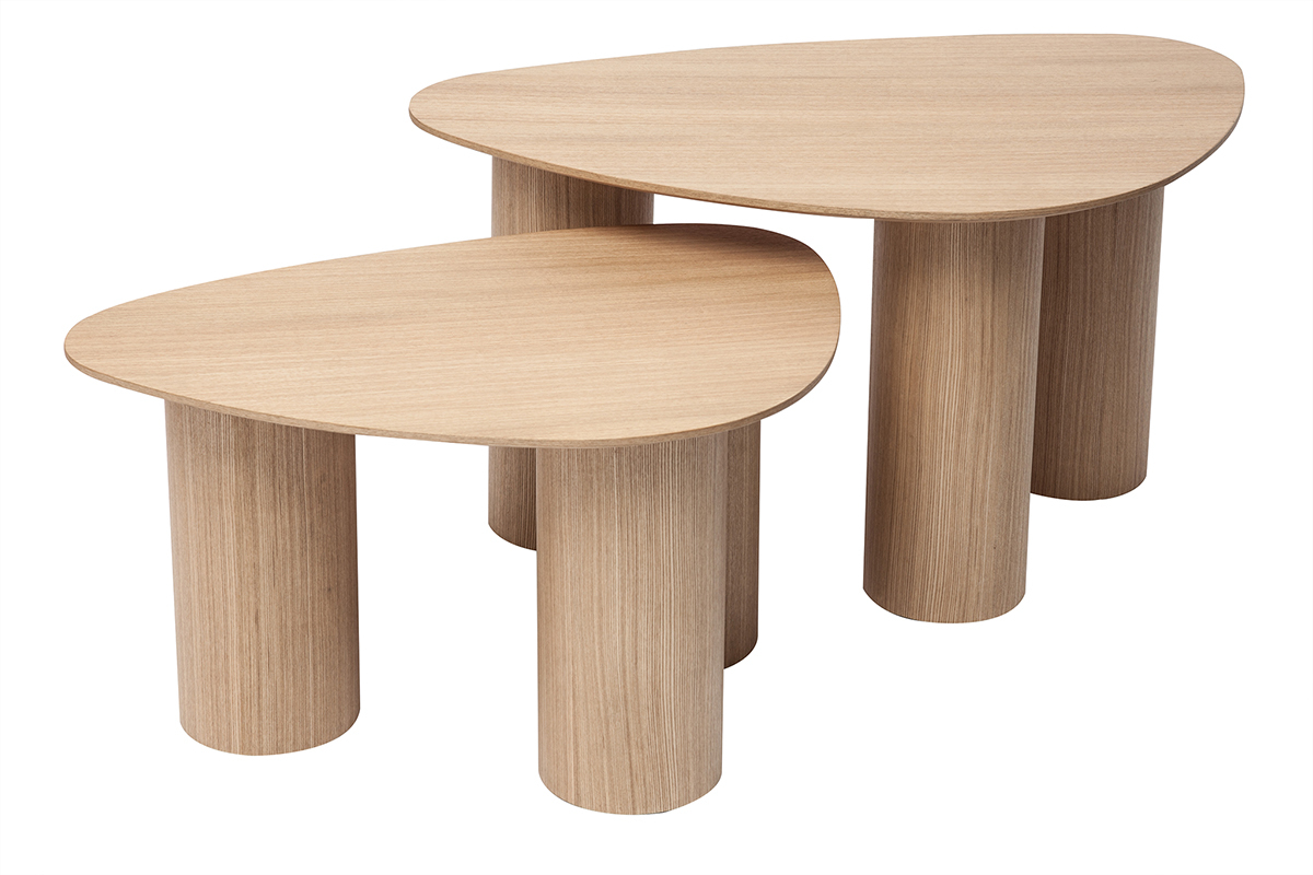 Tables basses gigognes design en bois clair (lot de 2) FOLEEN