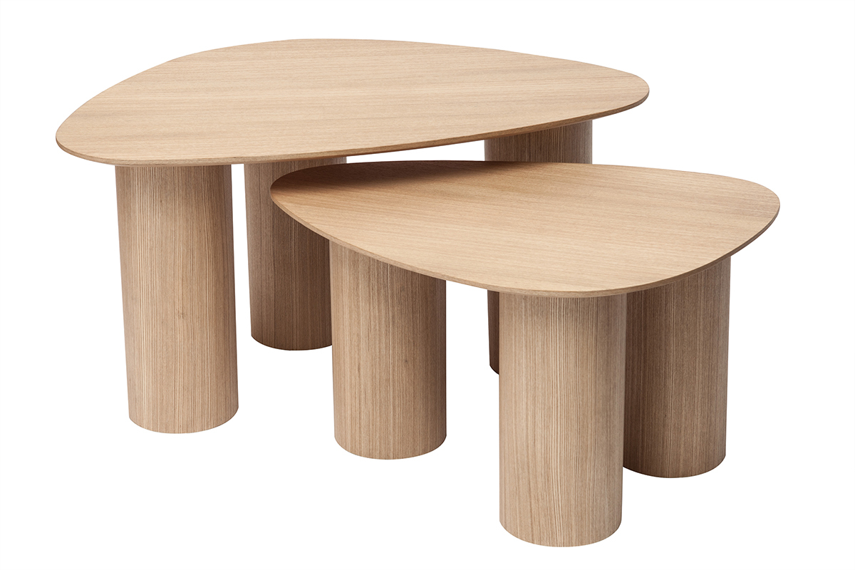 Tables basses gigognes design en bois clair (lot de 2) FOLEEN