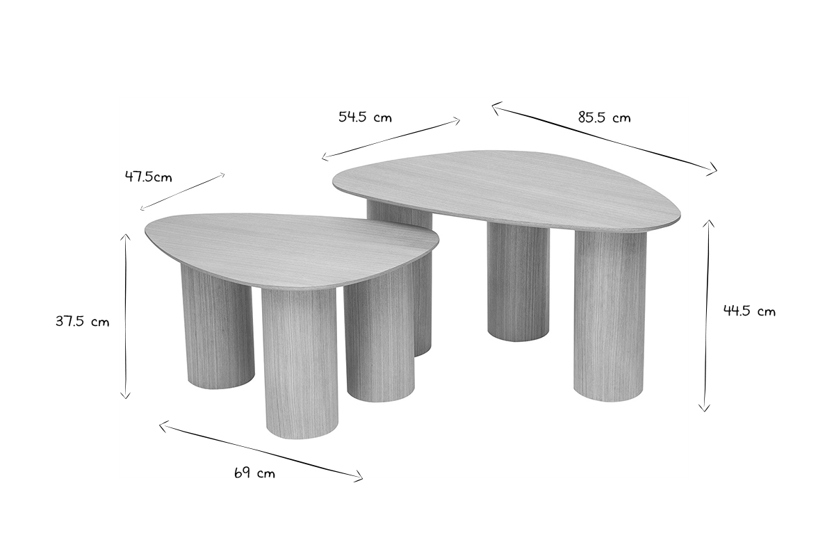 Tables basses gigognes design en bois clair (lot de 2) FOLEEN