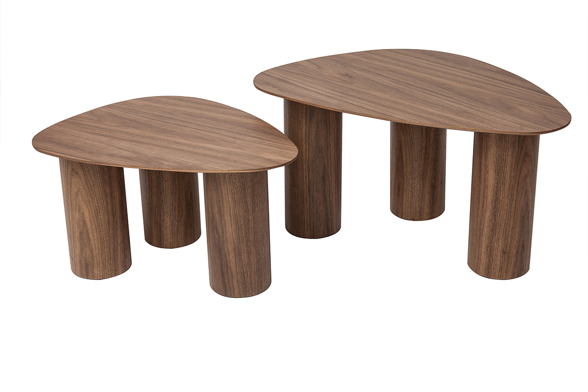 Tables basses gigognes design en bois fonc (lot de 2) FOLEEN