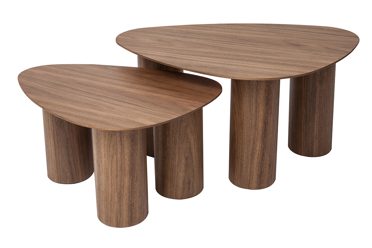 Tables basses gigognes design en bois fonc (lot de 2) FOLEEN