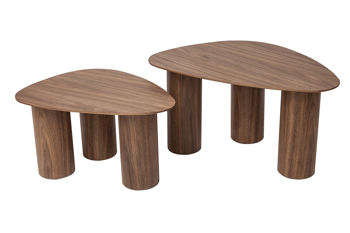 Tables basses gigognes design en bois fonc (lot de 2) FOLEEN