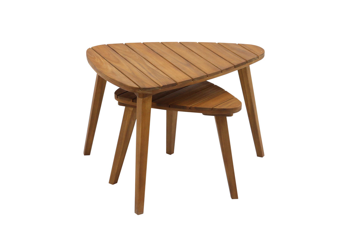 Tables basses gigognes en bois massif (lot de 2) ELQUI