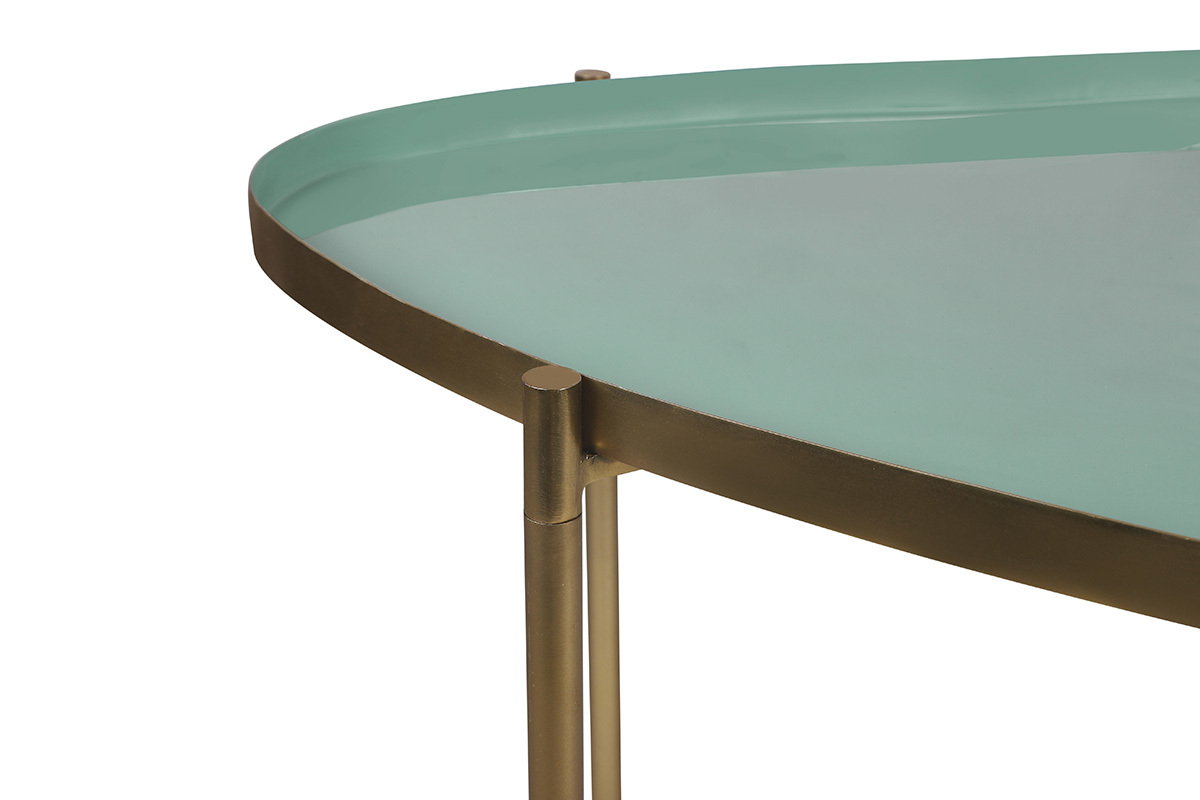 Tables basses gigognes laques vert-cyan et vert (lot de 3) ZURIA