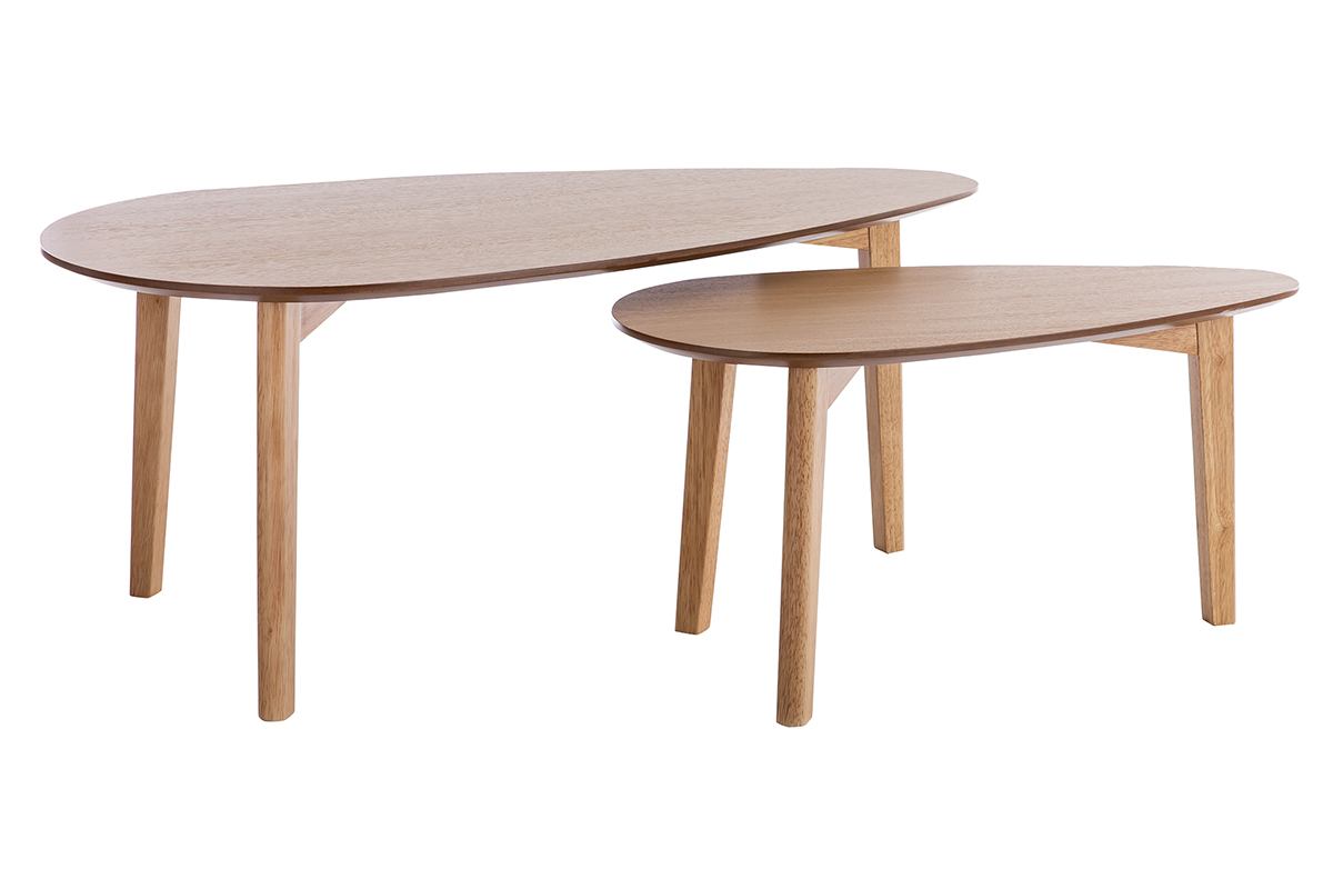 Tables basses gigognes scandinaves bois clair chne (lot de 2) ARTIK