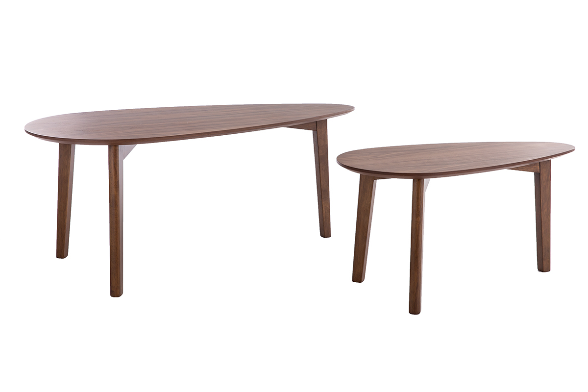 Tables basses gigognes scandinaves bois fonc noyer (lot de 2) ARTIK