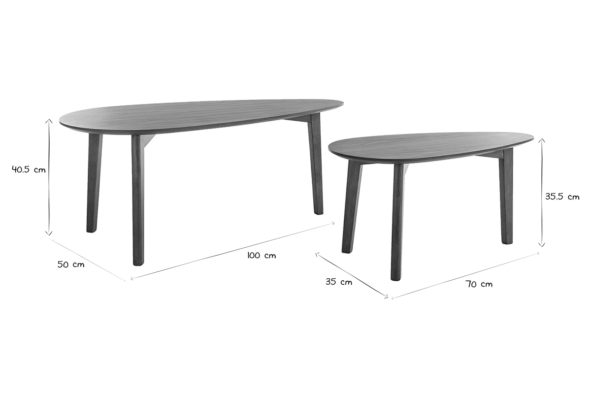 Tables basses gigognes scandinaves bois fonc noyer (lot de 2) ARTIK