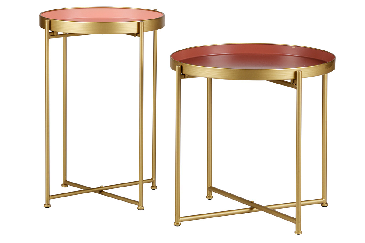 Tables d'appoint gigognes dor et rose (lot de 2) PINKS