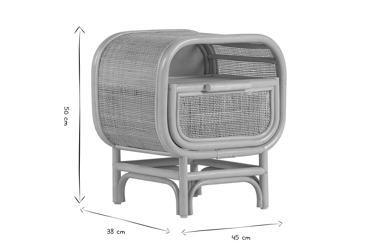 Tables de chevet avec tiroir en rotin L45 cm (lot de 2)  LUWAK