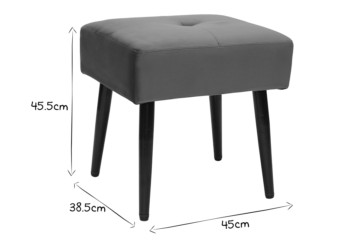 Tabouret bas en velours terre brule et mtal noir H46 cm GUESTA