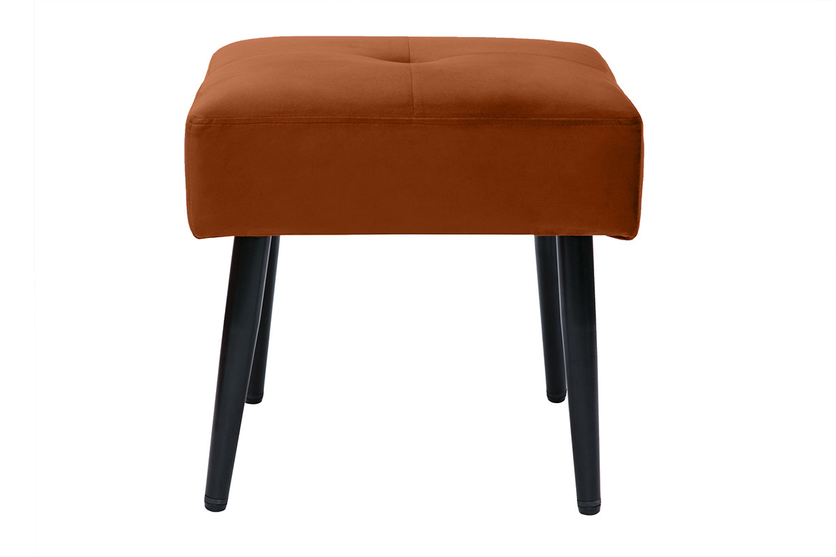 Tabouret bas en velours terre brule et mtal noir H46 cm GUESTA