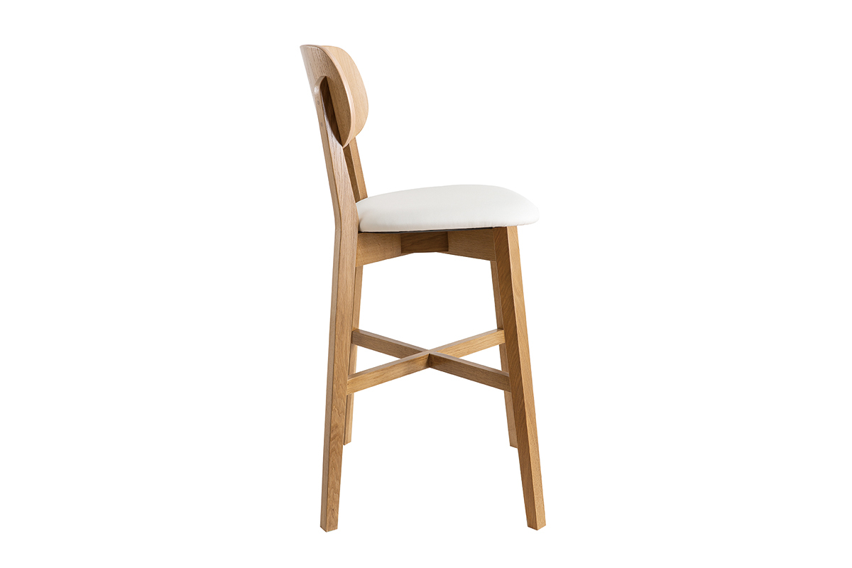 Tabouret de bar bois clair chne et blanc H65 cm LUCIA