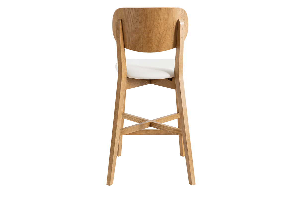 Tabouret de bar bois clair chne et blanc H65 cm LUCIA