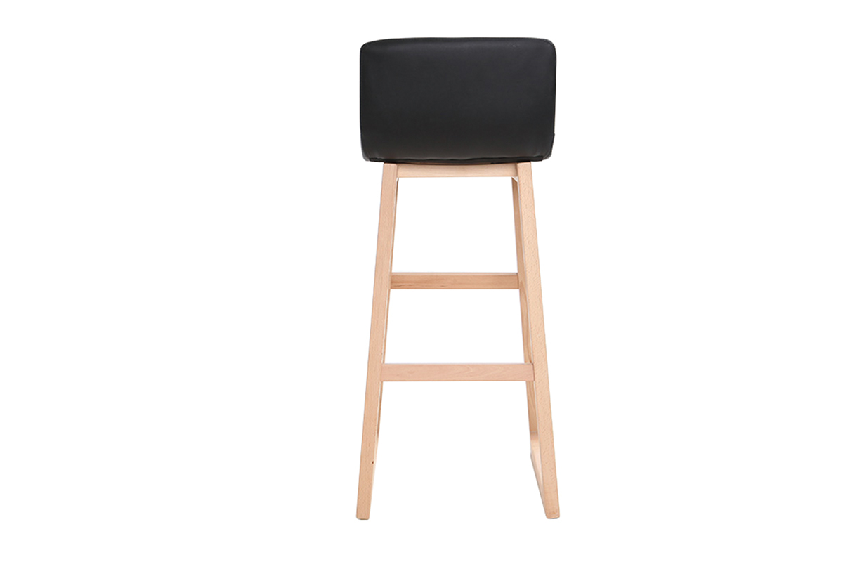 Tabouret de bar bois clair et PU noir 72cm lot de 2 OSAKA