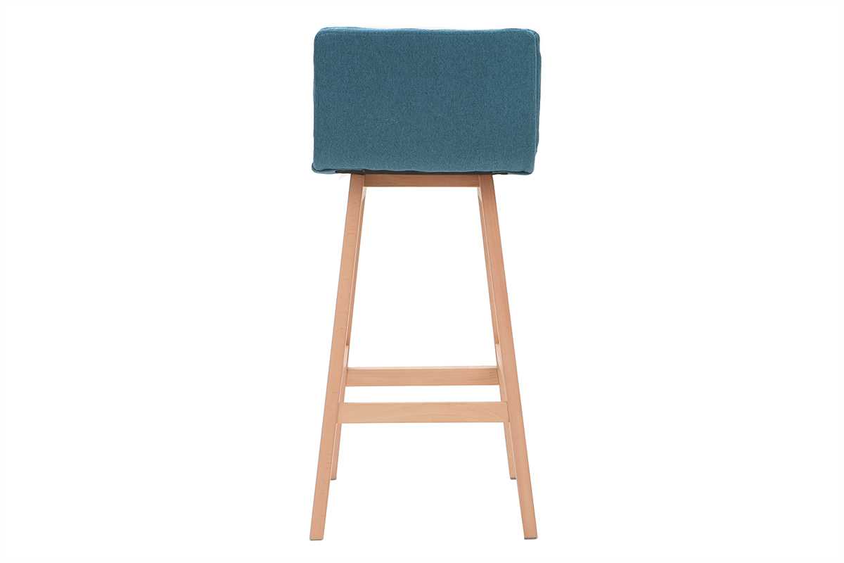 Tabouret de bar bois et bleu canard  65 cm (lot de 2) JOAN