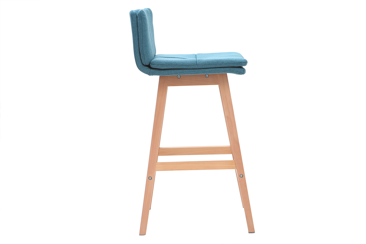 Tabouret de bar bois et bleu canard  65 cm (lot de 2) JOAN