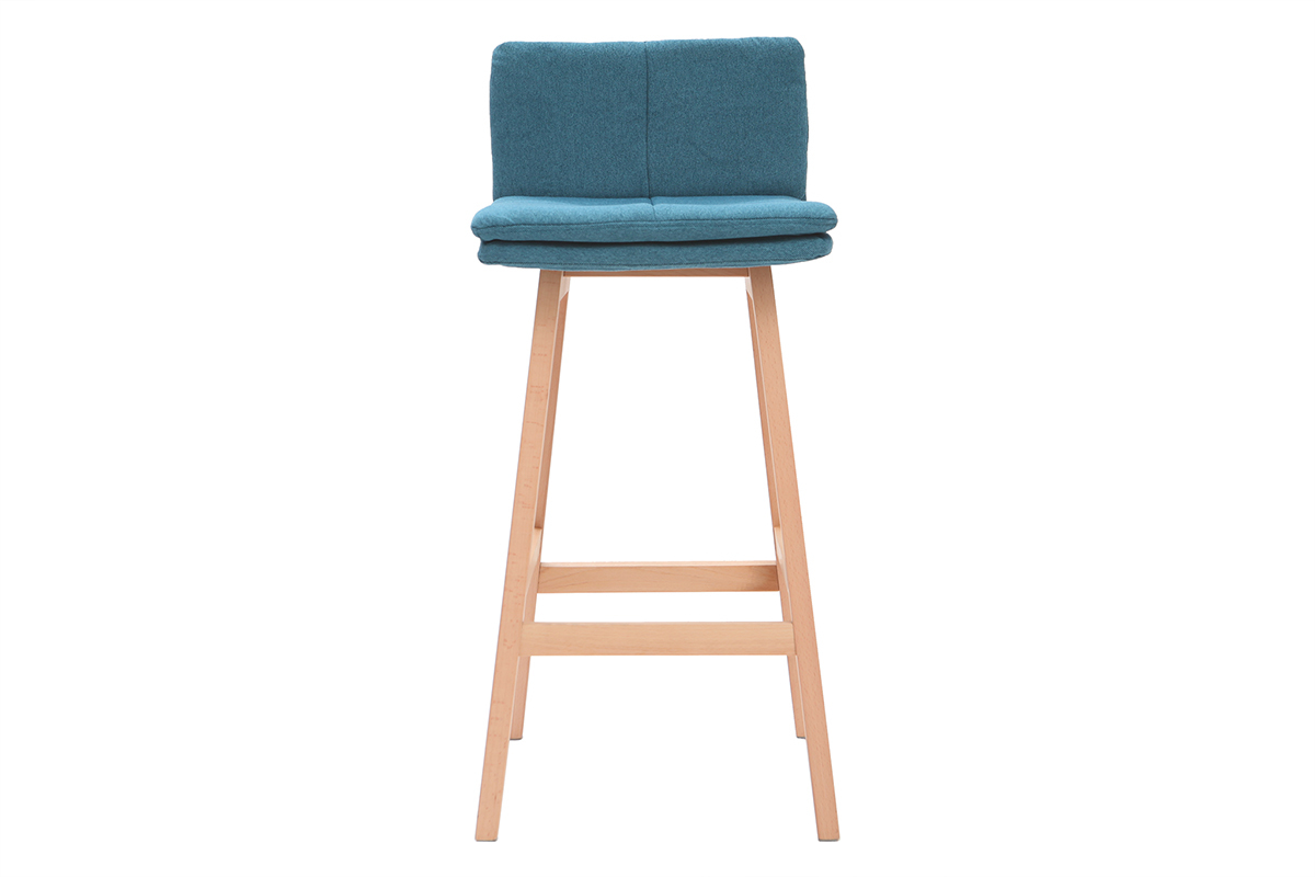 Tabouret de bar bois et bleu canard  65 cm (lot de 2) JOAN