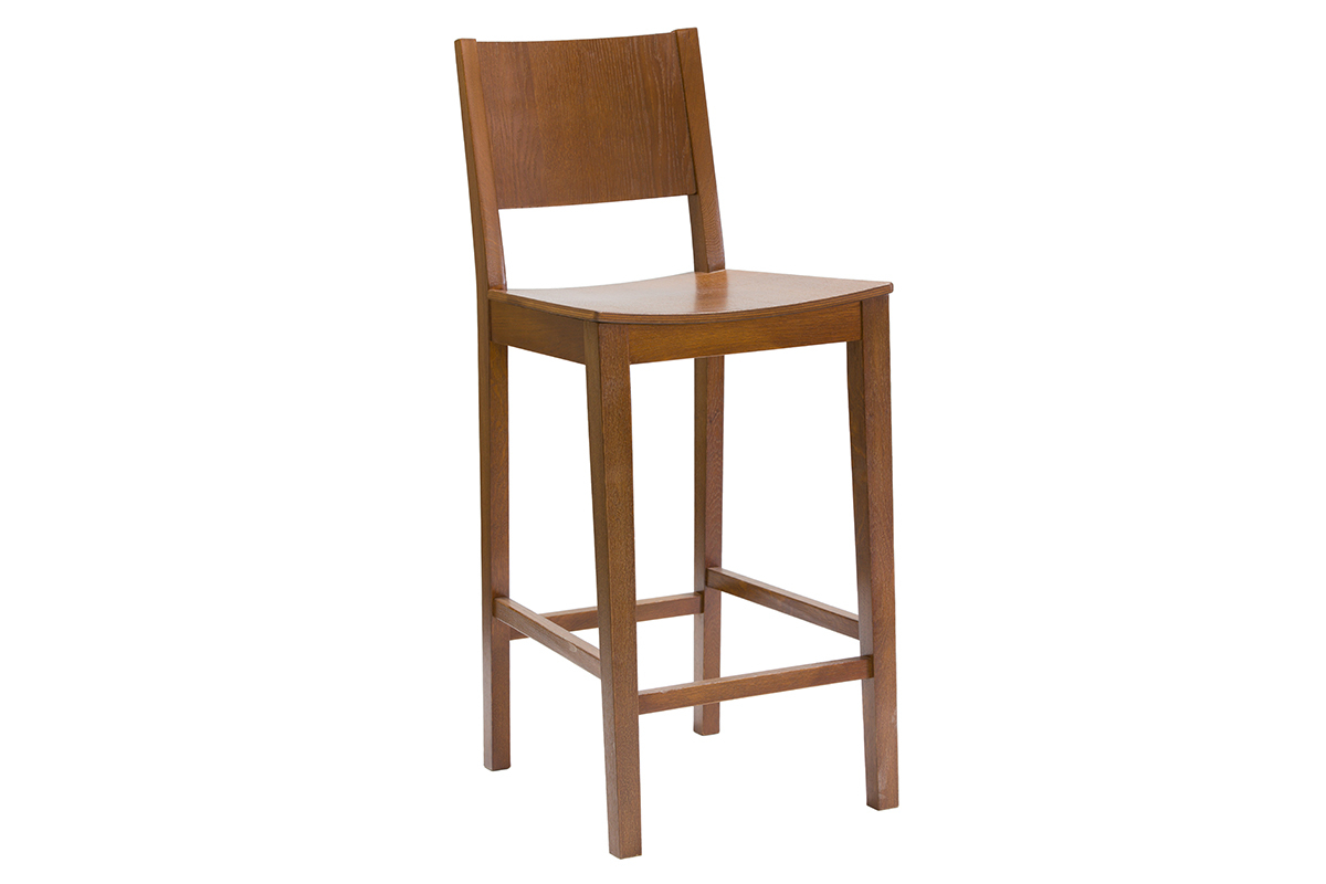 Tabouret de bar bois fonc noyer H65 cm MELVIL