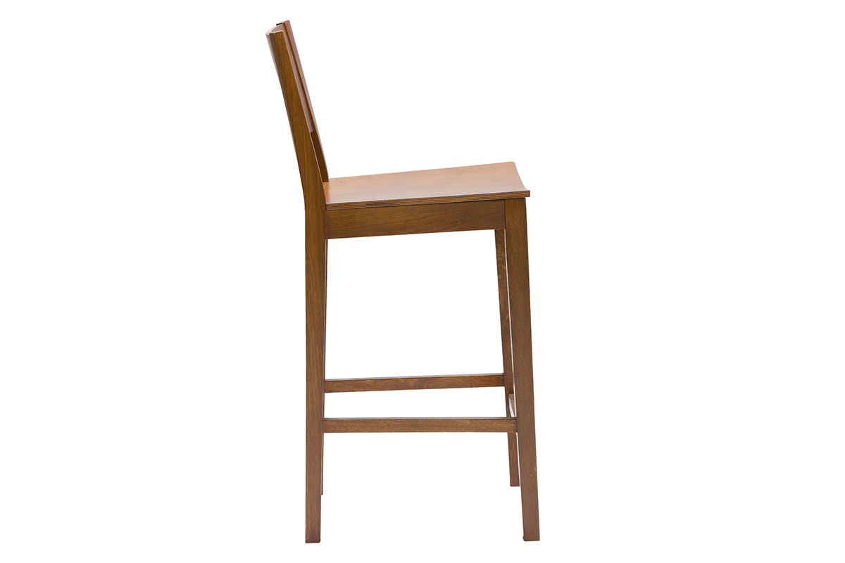 Tabouret de bar bois fonc noyer H65 cm MELVIL