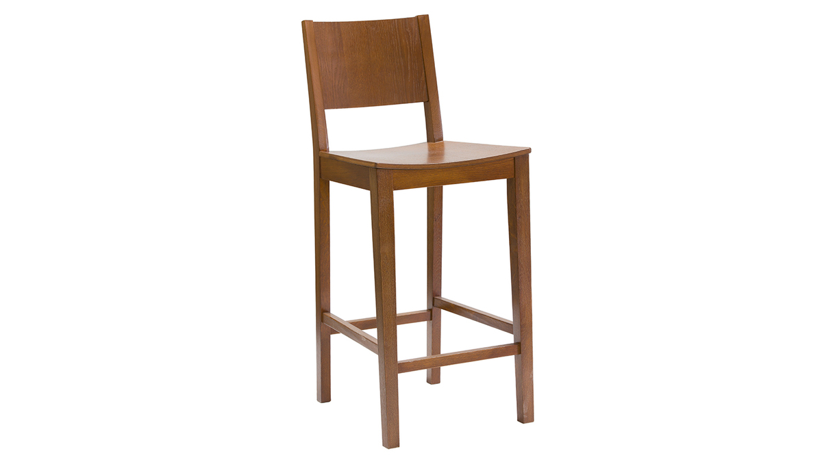 Tabouret de bar bois fonc noyer H65 cm MELVIL