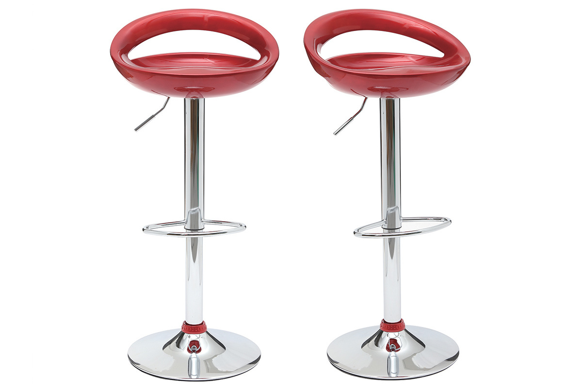 Tabouret de bar / cuisine moderne lie de vin COMET (lot de 2)