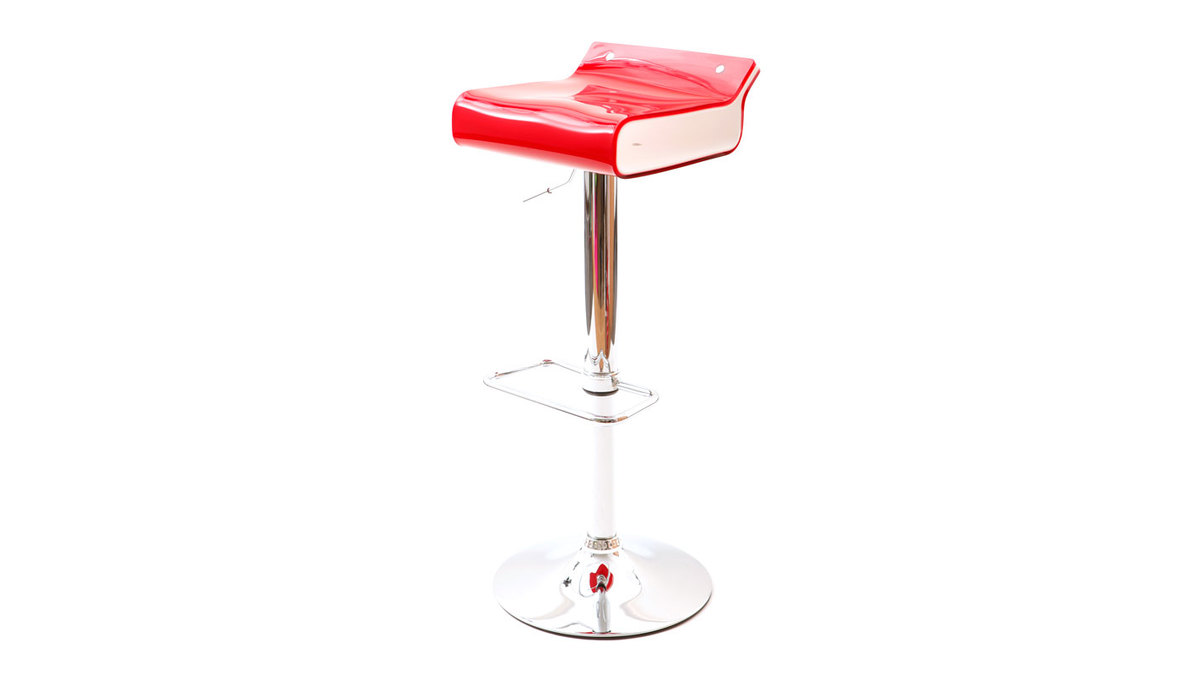 Tabouret de bar design bicolore rouge et blanc ICE POP