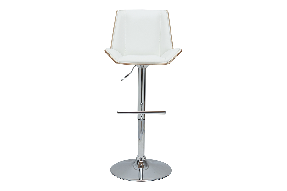 Tabouret de bar design blanc et bois clair MELKIOR