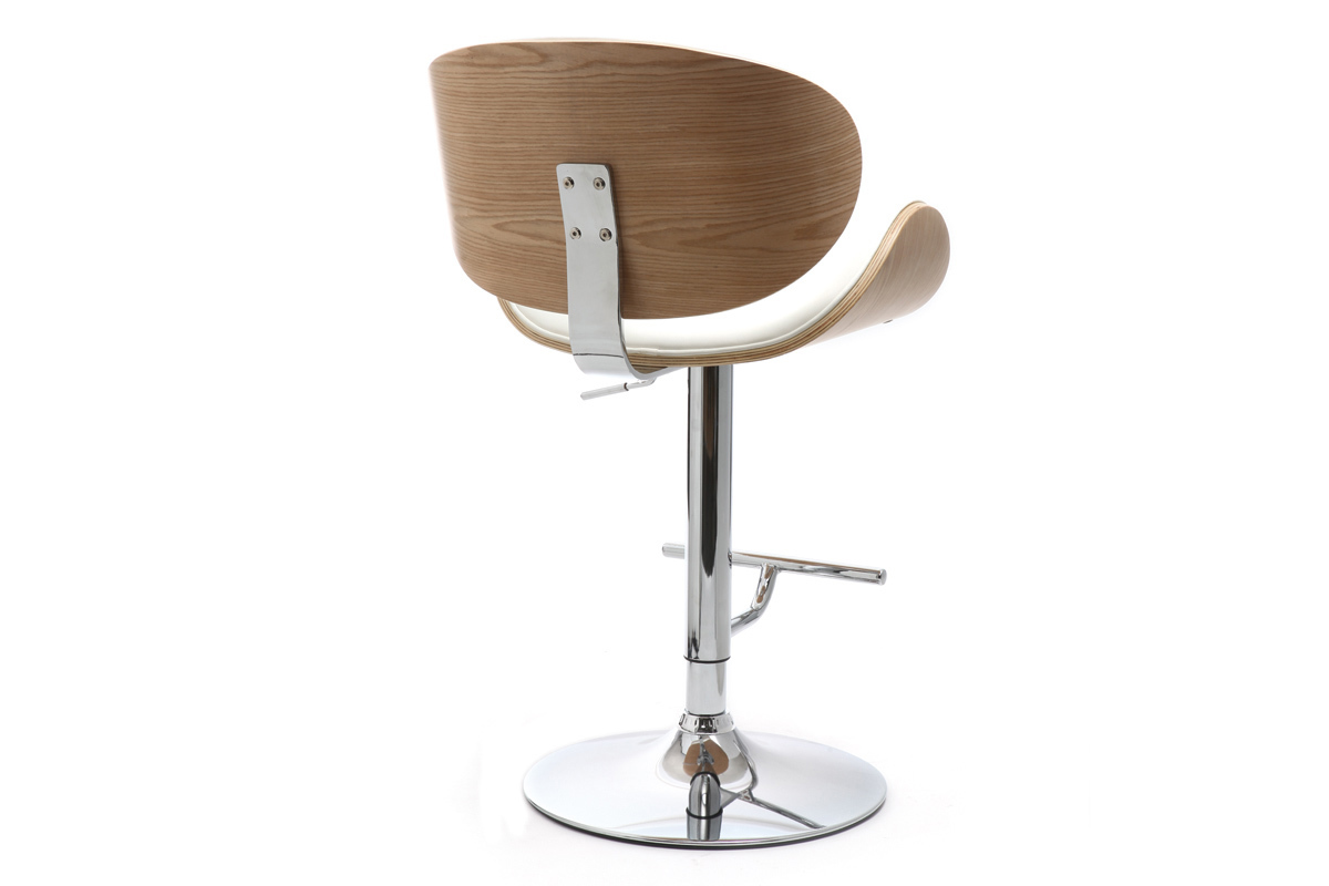 Tabouret de bar design blanc et bois clair WALNUT