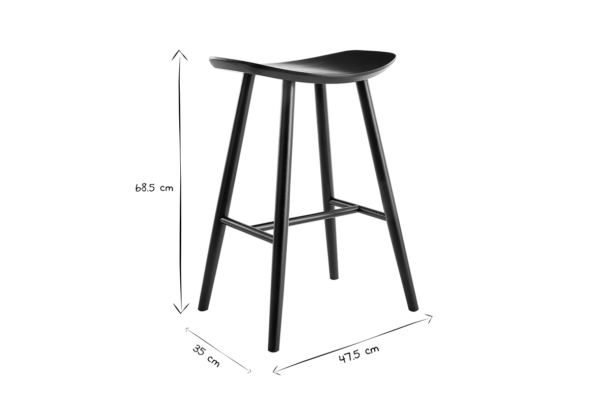 Tabouret de bar design bois clair H65 cm DEMORY