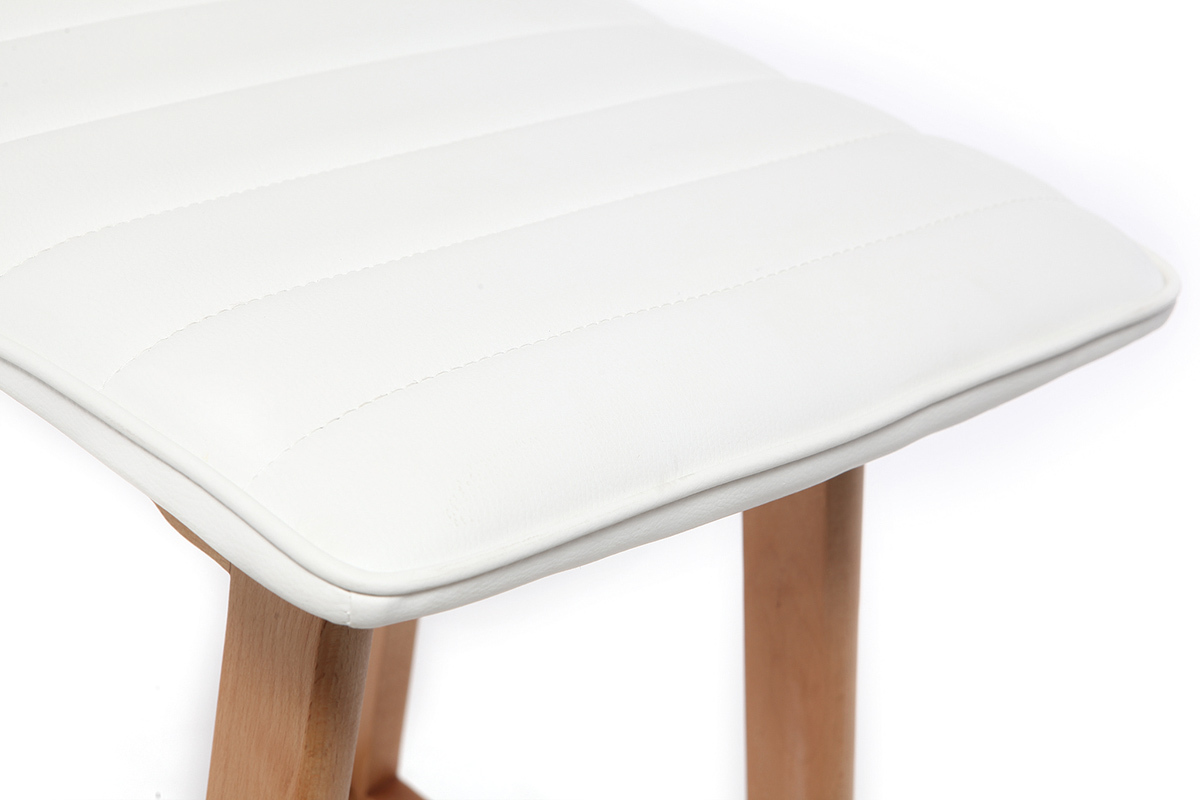 Tabouret de bar design bois et blanc 65 cm (lot de 2) EMMA