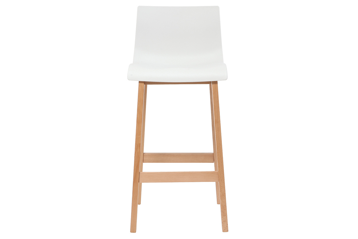 Tabouret de bar design bois et blanc 75 cm (lot de 2) NEW SURF