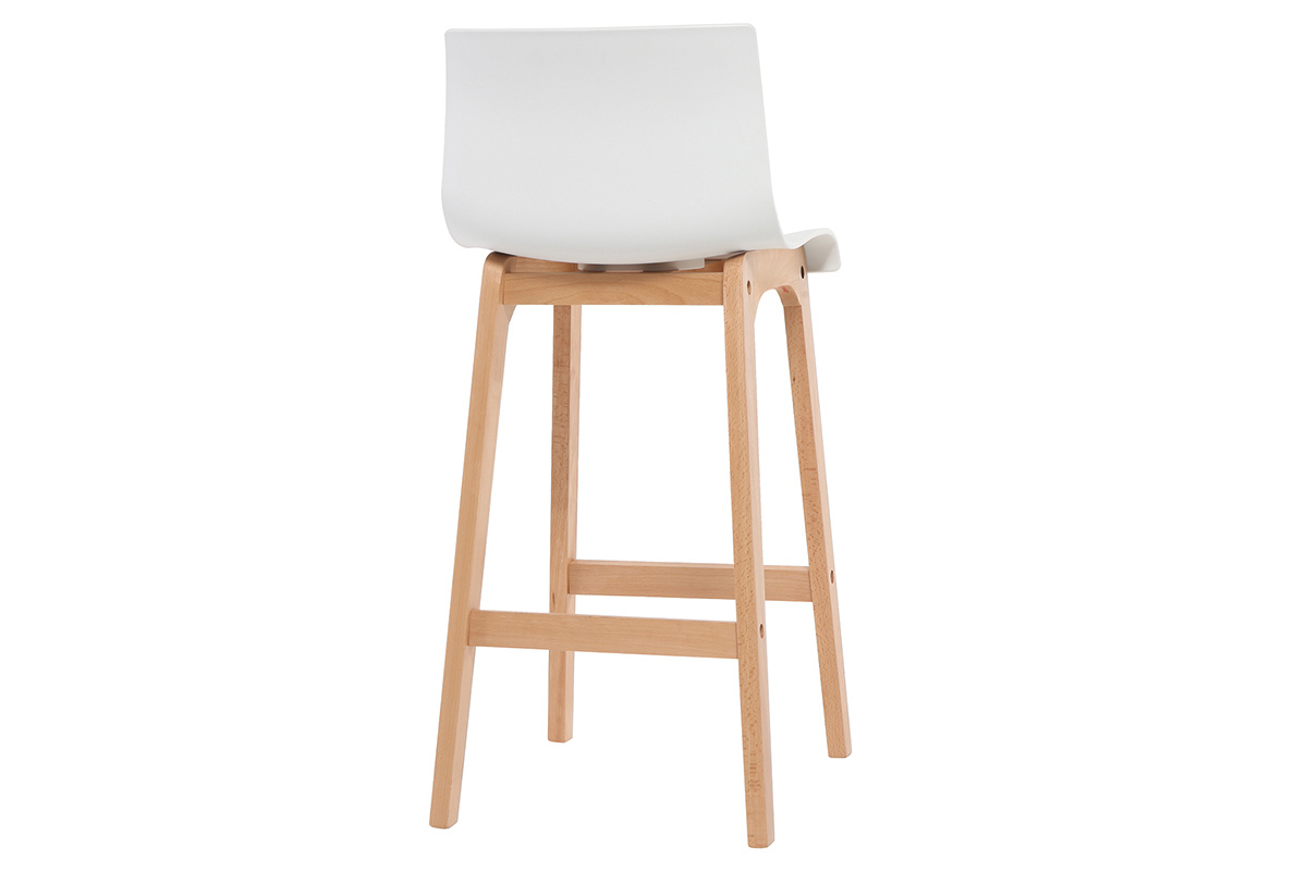 Tabouret de bar design bois et blanc 75 cm (lot de 2) NEW SURF