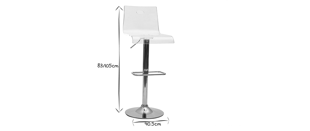 Tabouret de bar design en plexiglas transparent (lot de 2 ...