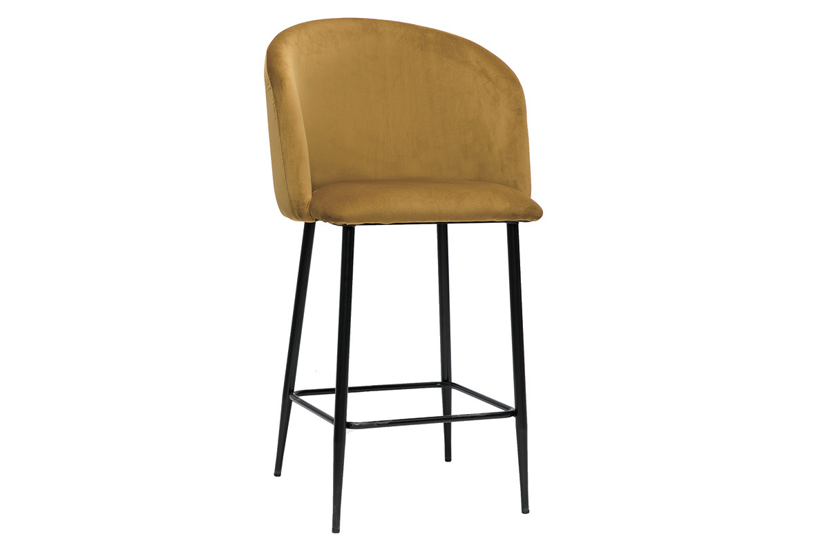 Tabouret de bar design en velours bronze H68 cm VANITY