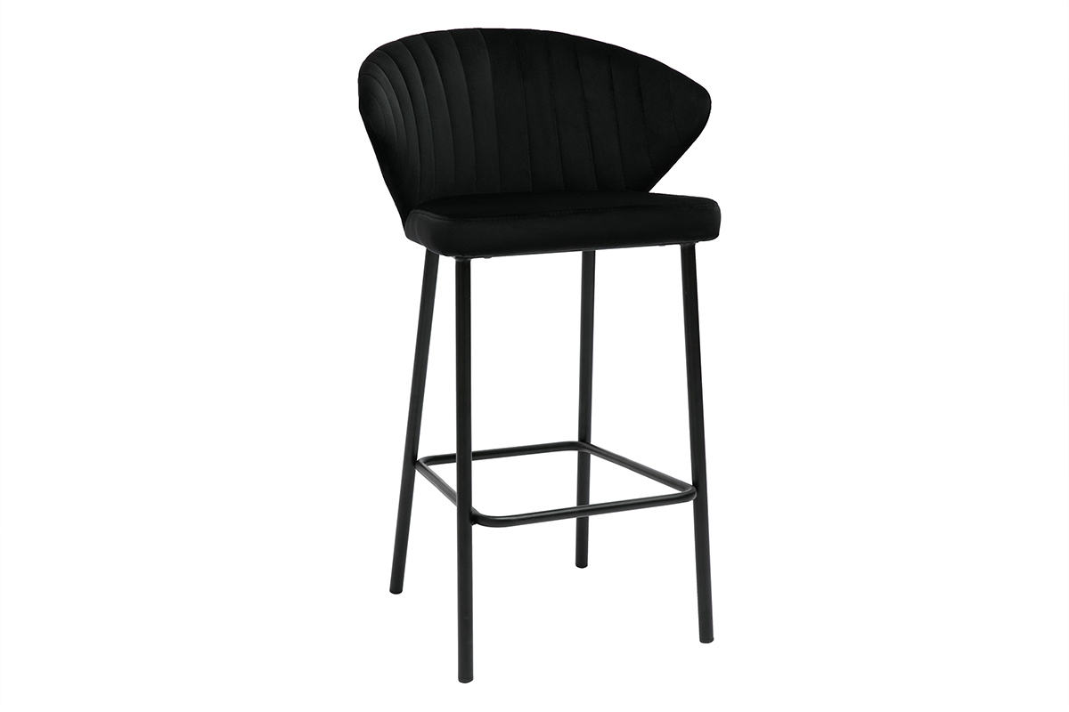 Tabouret de bar design en velours noir H68 cm DALLY