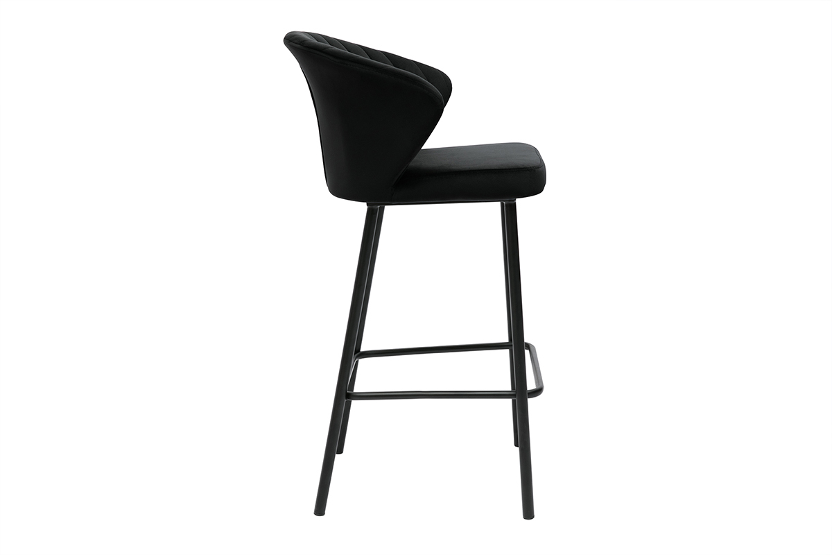 Tabouret de bar design en velours noir H68 cm DALLY