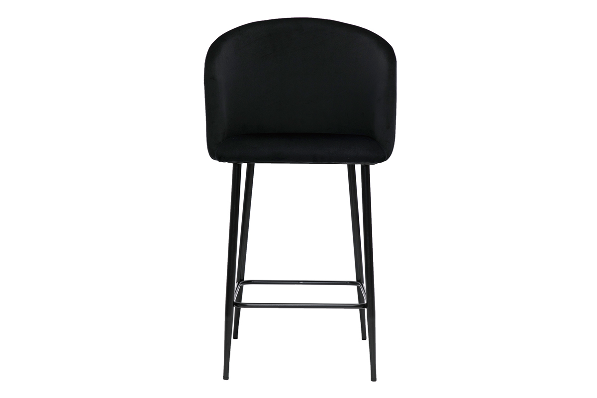 Tabouret de bar design en velours noir H68 cm VANITY