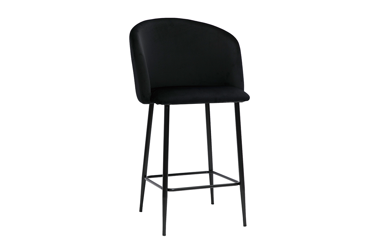 Tabouret de bar design en velours noir H68 cm VANITY