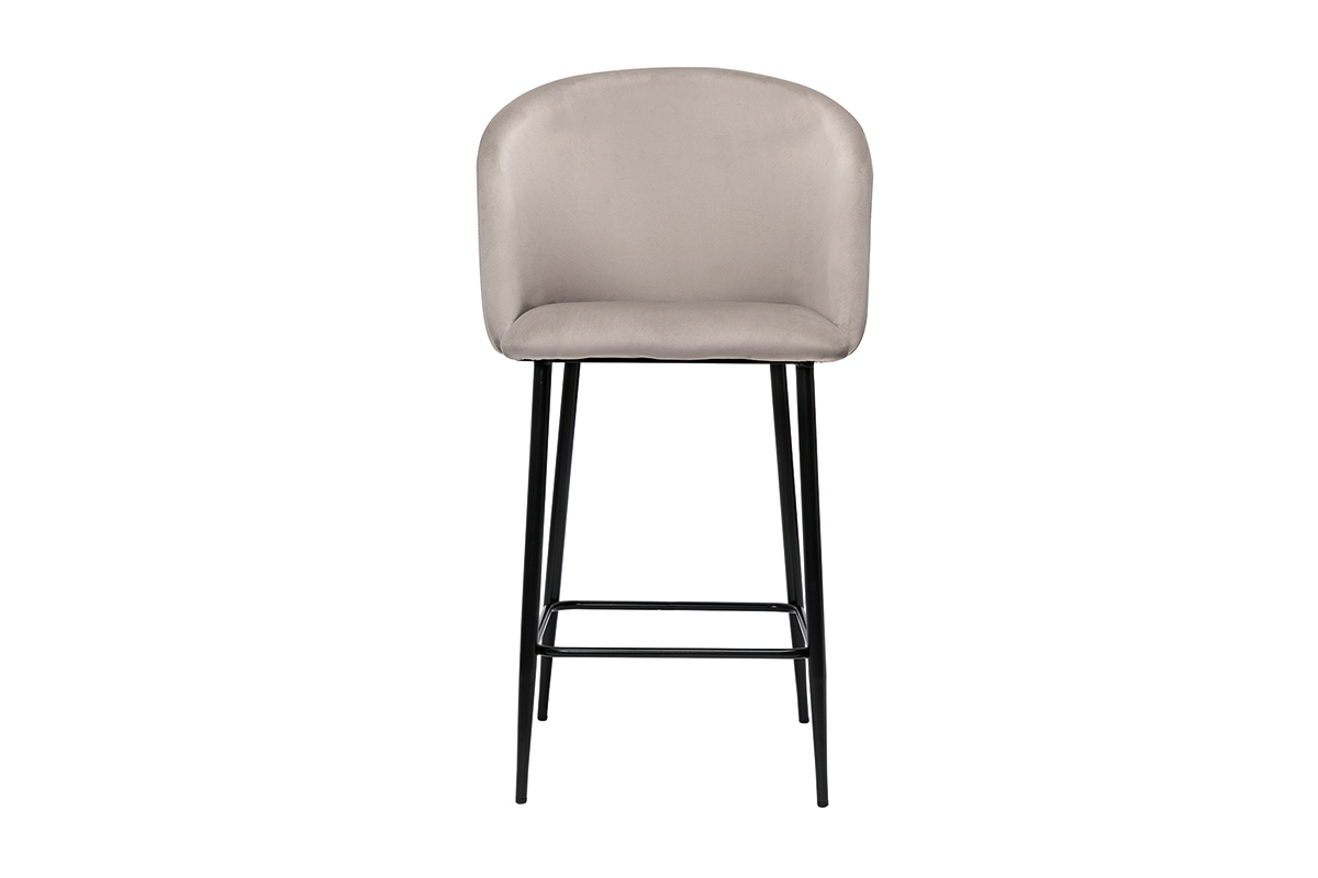 Tabouret de bar design en velours taupe H68 cm VANITY