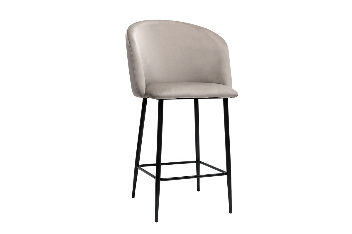 Tabouret de bar design en velours taupe H68 cm VANITY