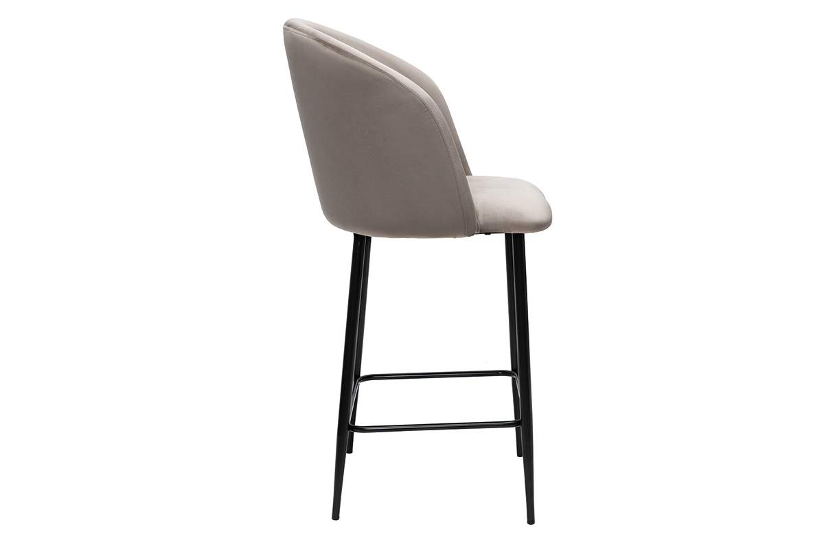 Tabouret de bar design en velours taupe H68 cm VANITY