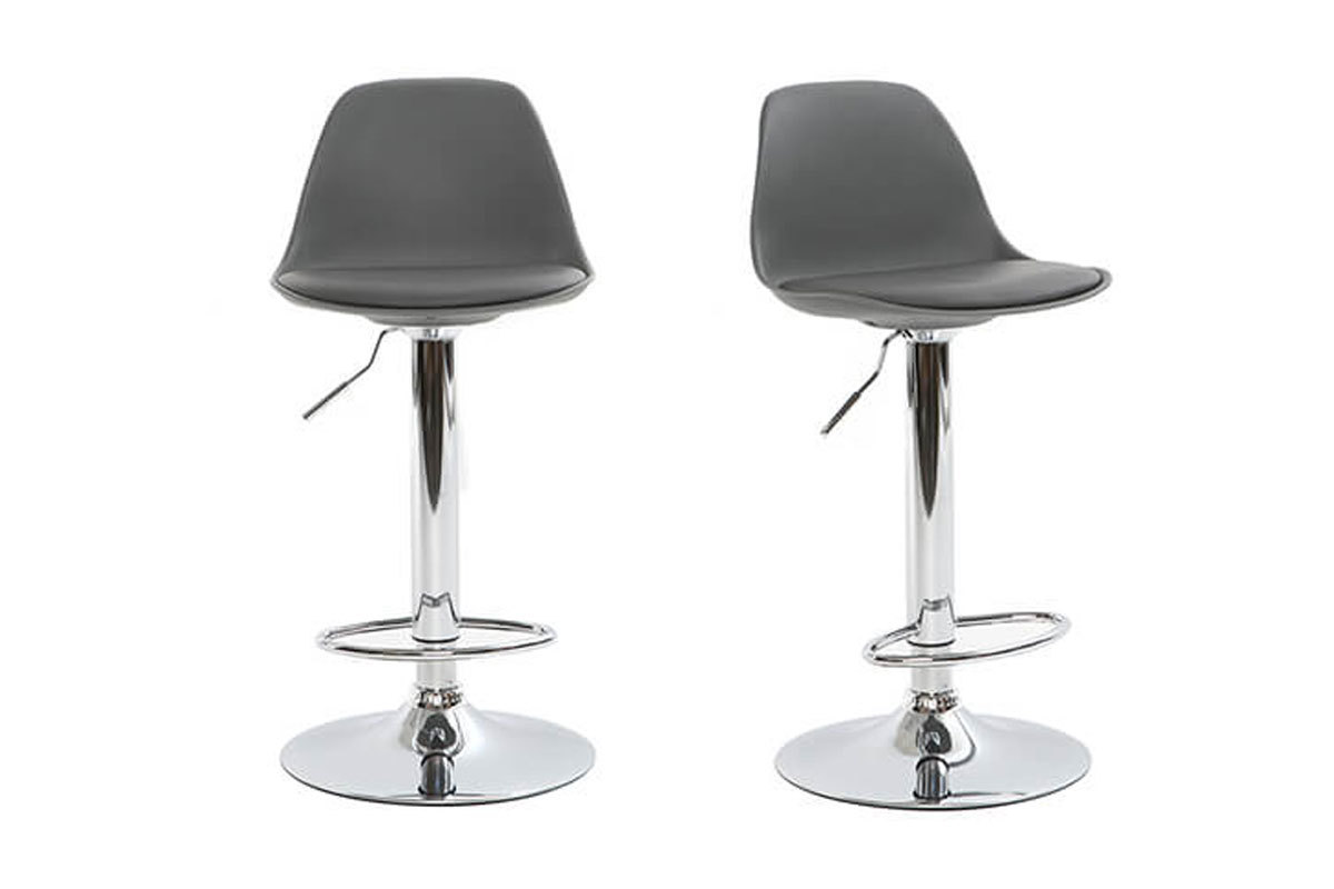 Tabouret de bar design gris (lot de 2) STEEVY