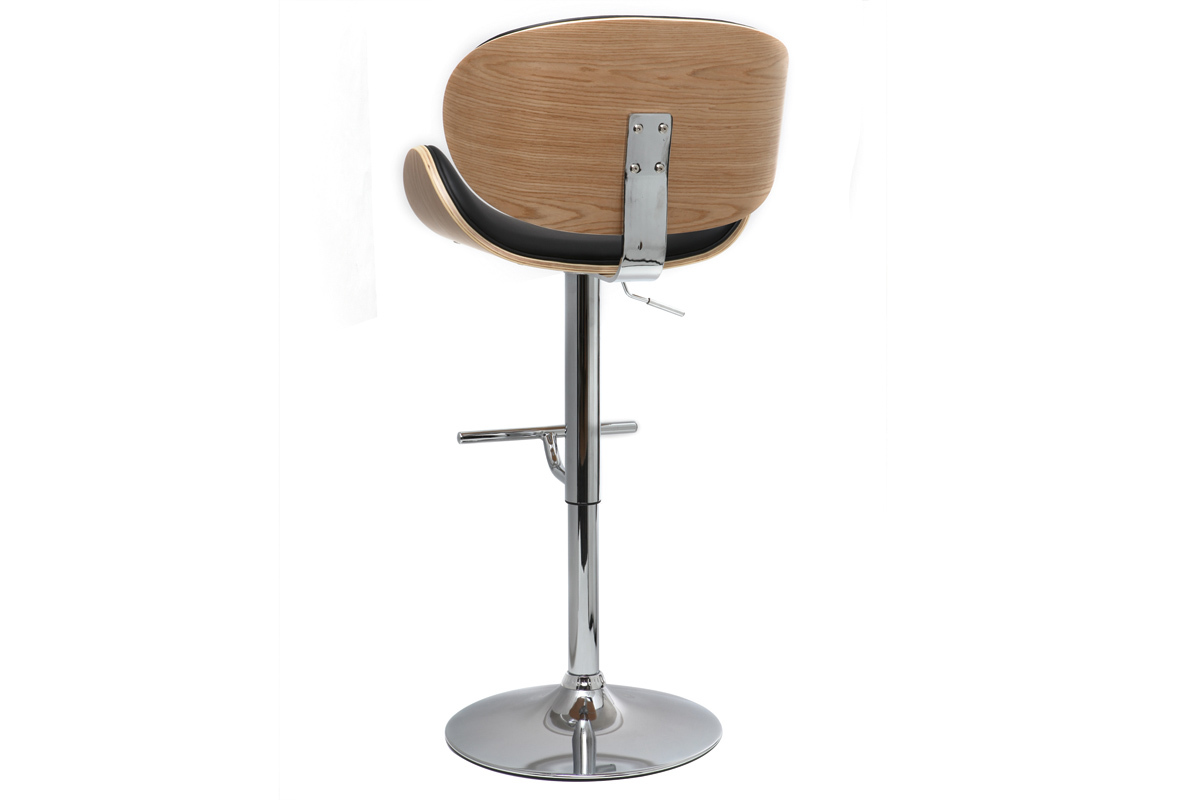 Tabouret de bar design noir et bois clair WALNUT